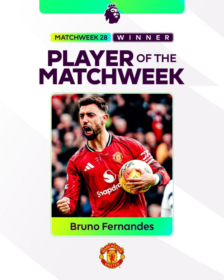 kaiyun-传射建功！B费当选英超第28轮最佳球员，本赛季第四次获奖